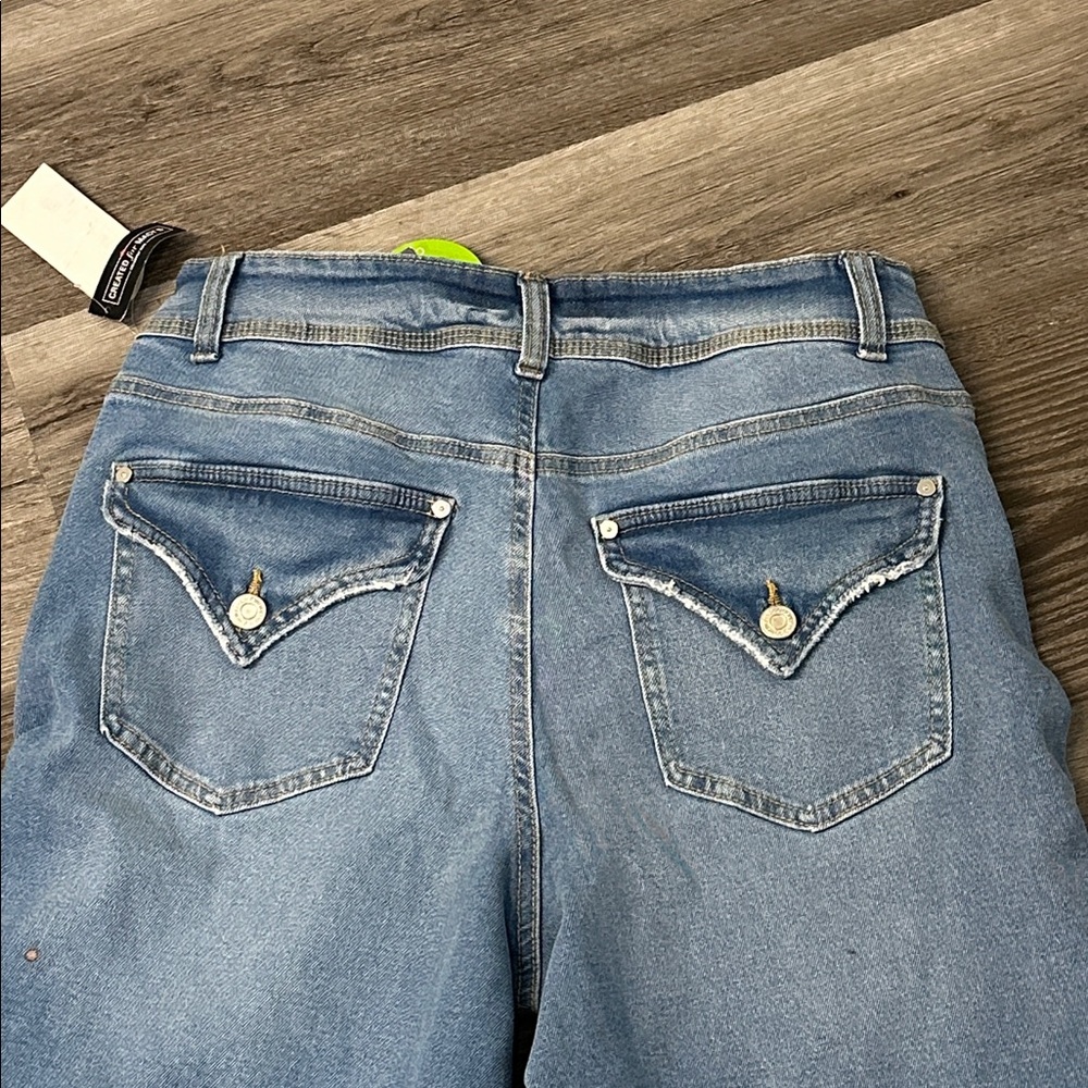 Indigo Rein Light Blue Distressed Mom Jeans - Picture 6 of 7